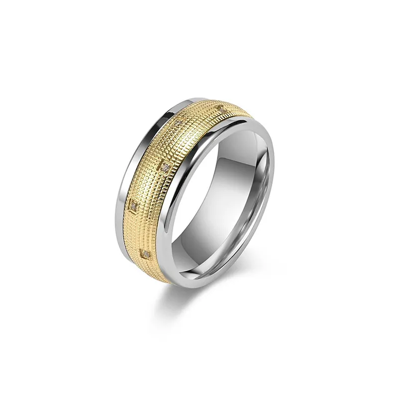 Gold Plated Carbide Ring Two Tone Wedding Band Couple Rings