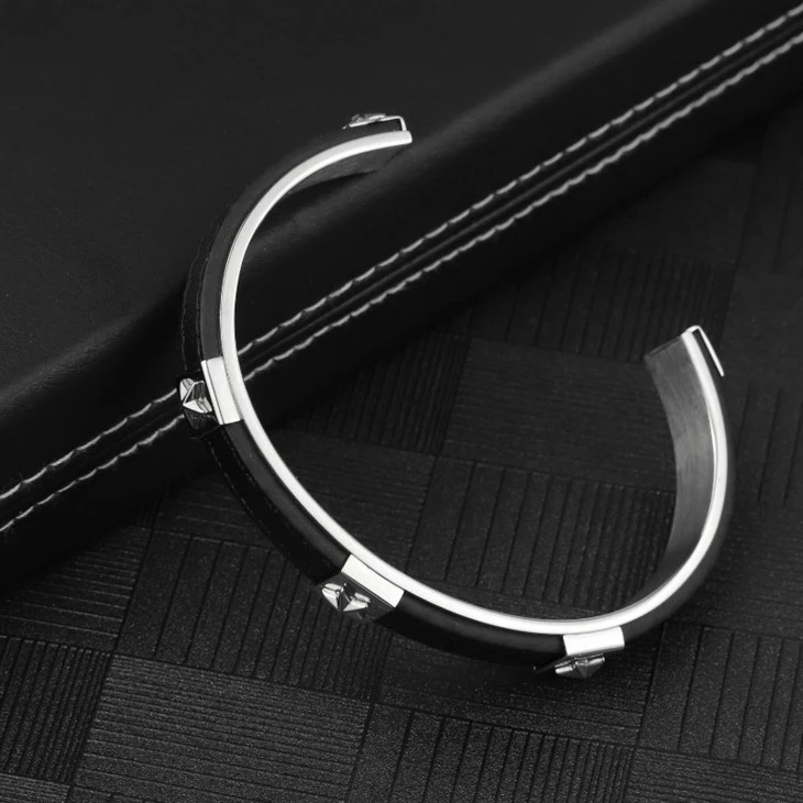 Star Rivet Leather Inlay Cuff Bangle Bracelet best
