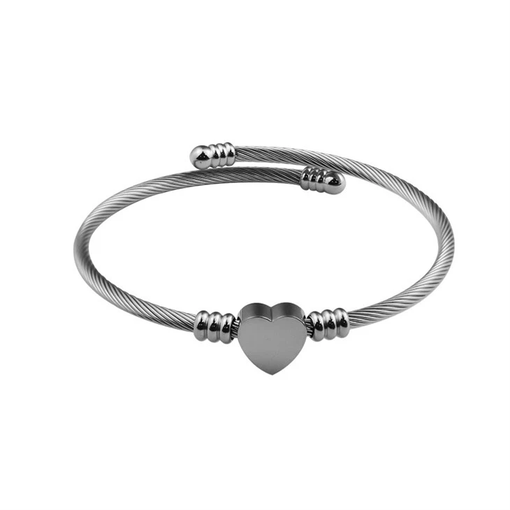 Heart Accent Cable Wire Bangle Bracelet factory Heart Accent Cable Wire Bangle Bracelet factory