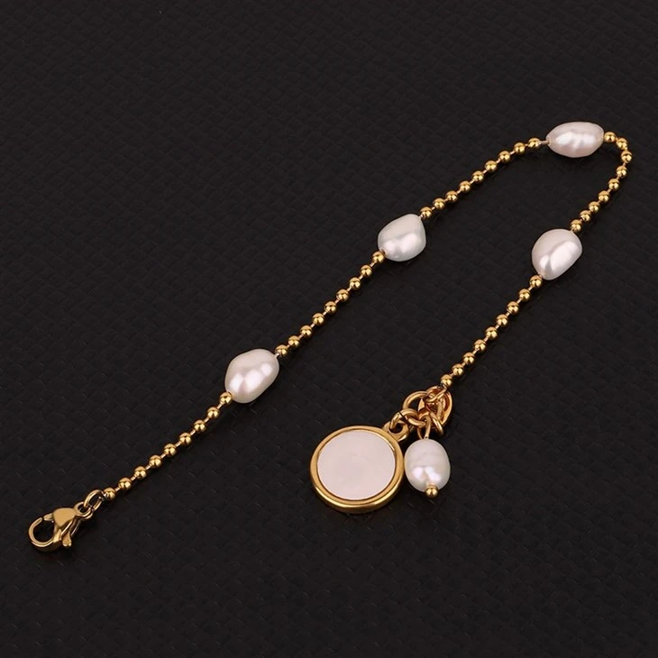 Gold Beaded Freshwater Pearl Charm Bracelet suppliers Gold Beaded Freshwater Pearl Charm Bracelet suppliers