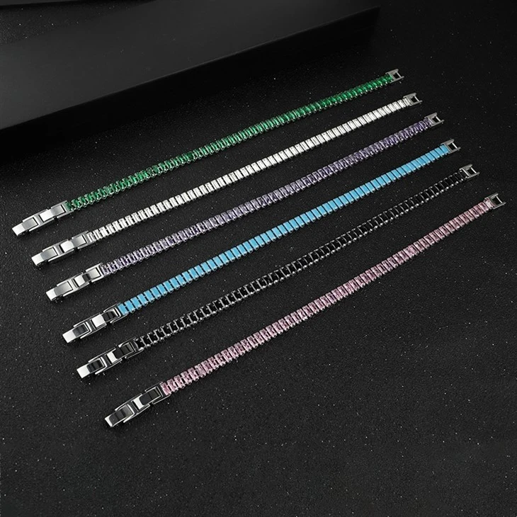 Emerald-Tone Full Zircon Line Set Stainless Steel Tennis Bracelet best