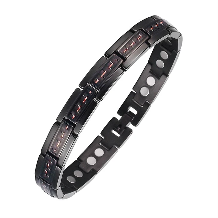 Titanium Link Bracelet With Ceramic And Health Elements