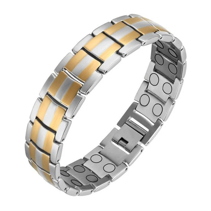 Titanium Link Bracelet With Magnet Inlays Titanium Link Bracelet With Magnet Inlays
